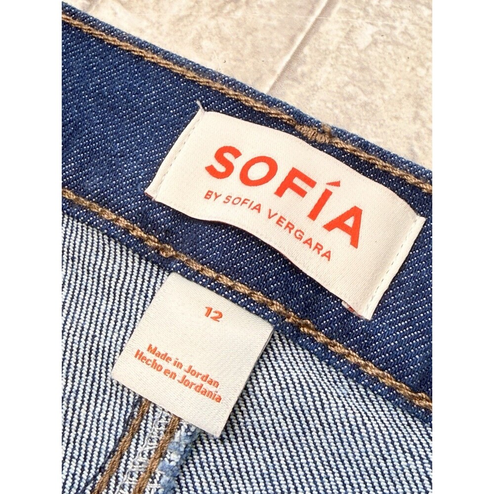 Sofia Jeans by Sofia Vergara High Rise Flare Dark Wash Blue Denim Jeans Size 12 - Picture 9 of 12